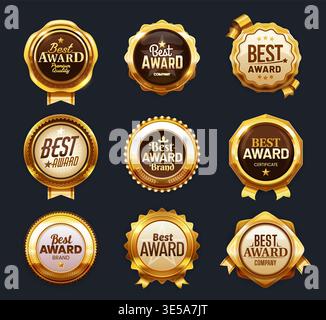 Best award golden labels, premium badges Stock Vector