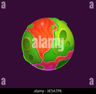 Cartoon alien planet with magma lava surface Stock Vector