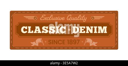 Clothing classic brown rectangle leather patch Stock Vector