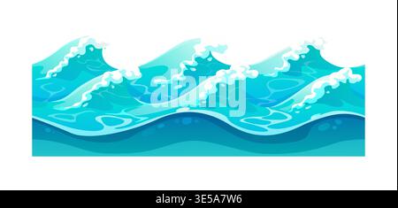 Game layer of water with blue ocean waves Stock Vector
