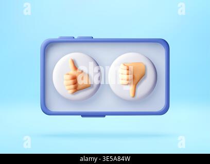 3D Smartphone thumb up and thumb down icons. Stock Vector