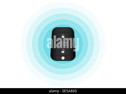 Car Key Remote Control. Smart Car Key or Keyless Wifi System. Vector Illustration. Stock Vector