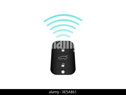 Car Key Remote Control. Smart Car Key or Keyless Wifi System. Vector Illustration. Stock Vector