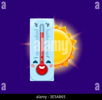 Cartoon funny thermometer weather character Stock Vector