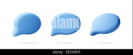 Blue 3d speech bubble set isolated on white. Stock Vector