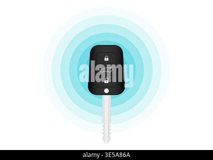 Car Key Remote Control. Smart Car Key or Keyless Wifi System. Vector Illustration. Stock Vector