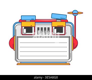 Kids memo note with cartoon retro robot droid face Stock Vector