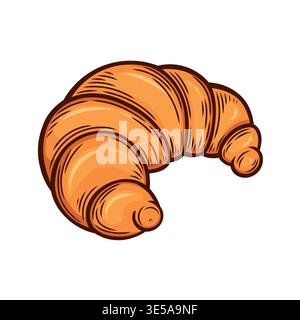 Croissant drawn in engraving style Stock Vector