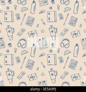Seamless school doodle pattern. Hand drawn vector background Stock Vector