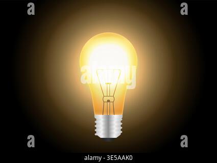 Light Bulb. Vector Illustration Isolated on Dark Background. Stock Vector