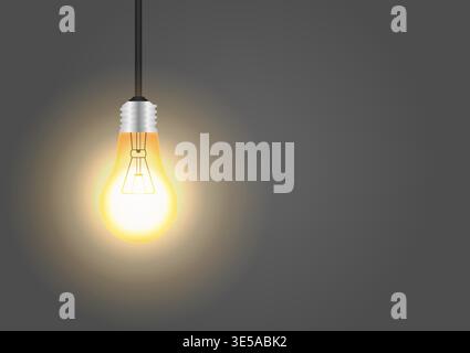 Light Bulb. Vector Illustration Isolated on Dark Background. Stock Vector