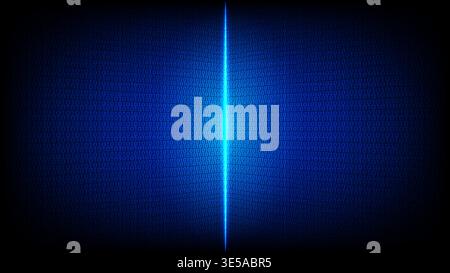 Binary code numbers 0 and 1 on blue background with bright light line, Cybersecurity and data concept Stock Vector