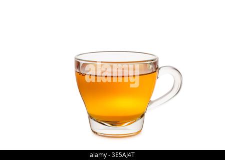 Glass cup of tea isolated on white background. Stock Photo