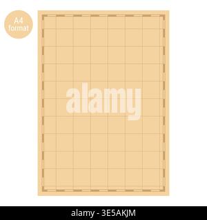 Blank A4 format vintage map grid template with dashed nautical border Stock Vector