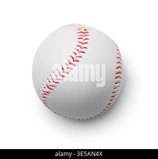 Top view of new baseball ball isolated on white Stock Photo