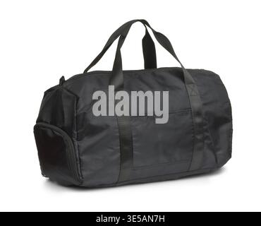 Black nylon sport bag isolated on white Stock Photo