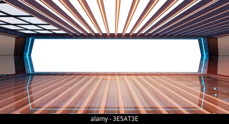 Empty 3d rendered sci-fi interior creating a modern concrete setting Stock Photo