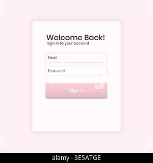 Login Form UI with Disabled State Button Soft Pink Minimal Interface Stock Vector