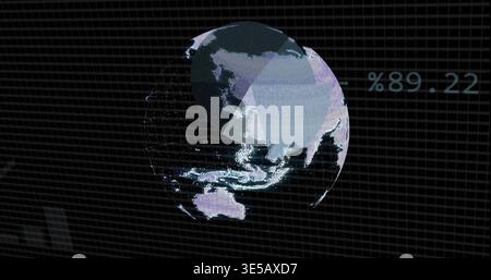 Displaying 3D globe highlighting Asia-Pacific, Australia on HUD with %89 Stock Photo