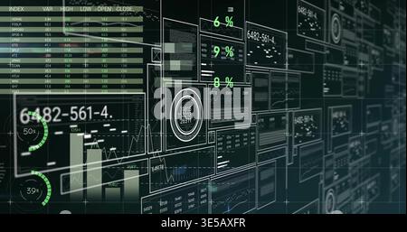 Displaying HUD cluster left in digital dashboard, with index table, gauges, id 6482-561-4 Stock Photo