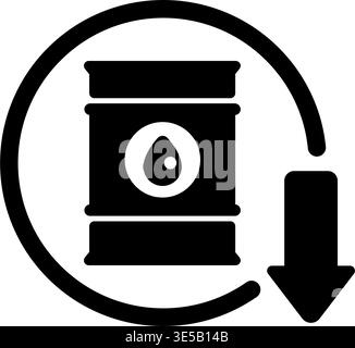 Oil price decrease pictogram icon silhouette vector illustration Stock Vector