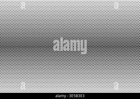 Repeated hexagon shapes with halftone gradient effect. Pattern with faded black honeycombs on white background. Simple geometric print. Perforated texture. Vector graphic illustration. Stock Vector