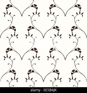 pattern with minimalist floral vines and stylized umbrella-shaped buds in an elegant monochromatic style, perfectly suited for sophisticated textile designs, boutique packaging, luxury wallpaper, and minimalist home decor. Vector illustration Stock Vector