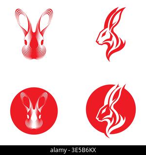 Modern Rabbit Head Logo Black Stock Vector
