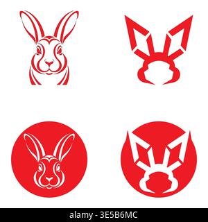 Clean Rabbit Silhouette Logo Design Stock Vector