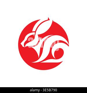 Minimal Bunny Silhouette Logo Vector Stock Vector