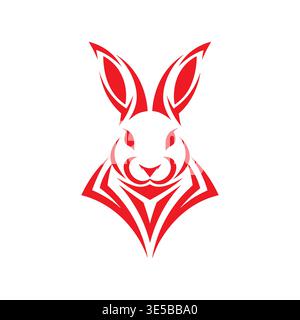 Clean Black Bunny Logo Design Stock Vector