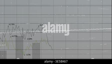 Displaying multiseries chart on dashboard, showing black line peaks, green line, white-dot trend Stock Photo