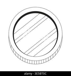 Single shiny coin 2D line object Stock Vector