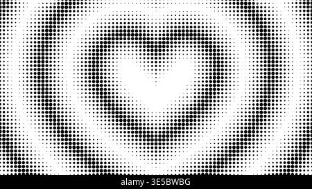 Heart halftone pattern with gradient dots creates romantic comic style background. Vector texture with fading circles and decorative for Valentine designs. Stock Vector