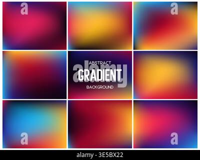 Set of vibrant tropical and night mesh gradients Stock Vector