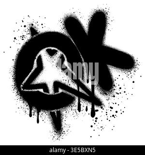 Graffiti text OK sprayed in black on white with stars Stock Vector
