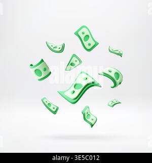 3D paper bank notes floating in air. Stock Vector