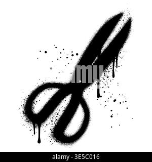 Black Spray painted scissors icon graffiti isolated on white background. Stock Vector