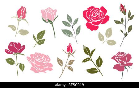 Soft pink and red roses bloom gently Stock Vector