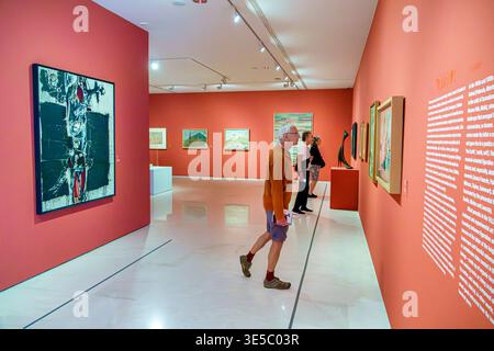 Malaga Spain,Andalusia,Centro Historico Antiguo de Malaga,Historic Center centre,Museo Carmen Thyssen,fine art museum,inside interior,people visitors Stock Photo