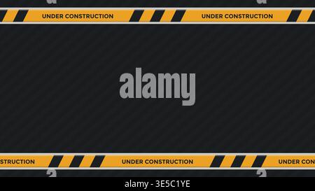 Under construction themed copy space background with black and yellow hazard stripes. Stock Vector