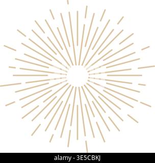 Concentric circle with contrasting beige sunburst stripes radiating from the center, creating an abstract background Stock Vector