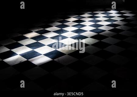 Black and white checkerboard floor Stock Photo