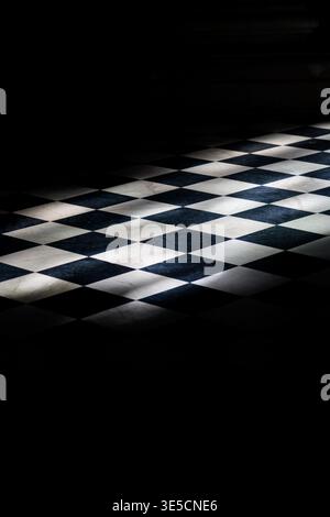 Black and white checkerboard floor Stock Photo