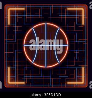 Basketball illustration, cyber neon futuristic icon. Stock Vector