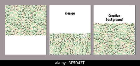 Set of vector cover notebook design. Abstract rainbow minimal triangles halftone template design for notebook paper, copybook brochures, book Stock Vector