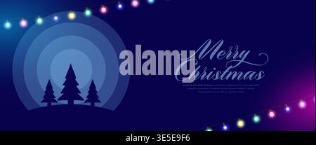 merry christmas festive season wallpaper with colorful light string vector Stock Vector