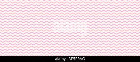 Stripe baby pattern watercolor with wavy lines in pink and cream tones, seamless. Suitable for fabric or surface design. Drag to swatches panel Stock Vector