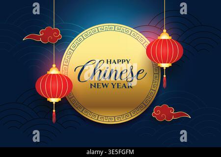 chinese new year festival background with cloud and lantern vector Stock Vector