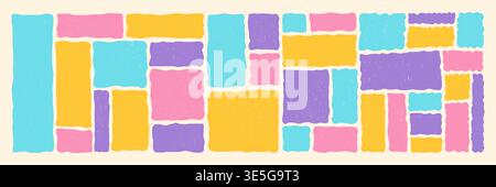 Shape rectangle frame for organic crayon text and bubble form brush. Doodle block wavy for flat textbox background and box square hand. Wave speech tag for sketch abstract border and free drawn kid. Stock Vector